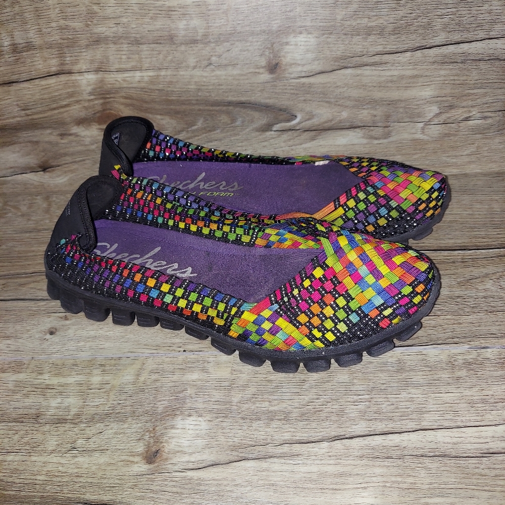 Skechers rainbow weave slip on